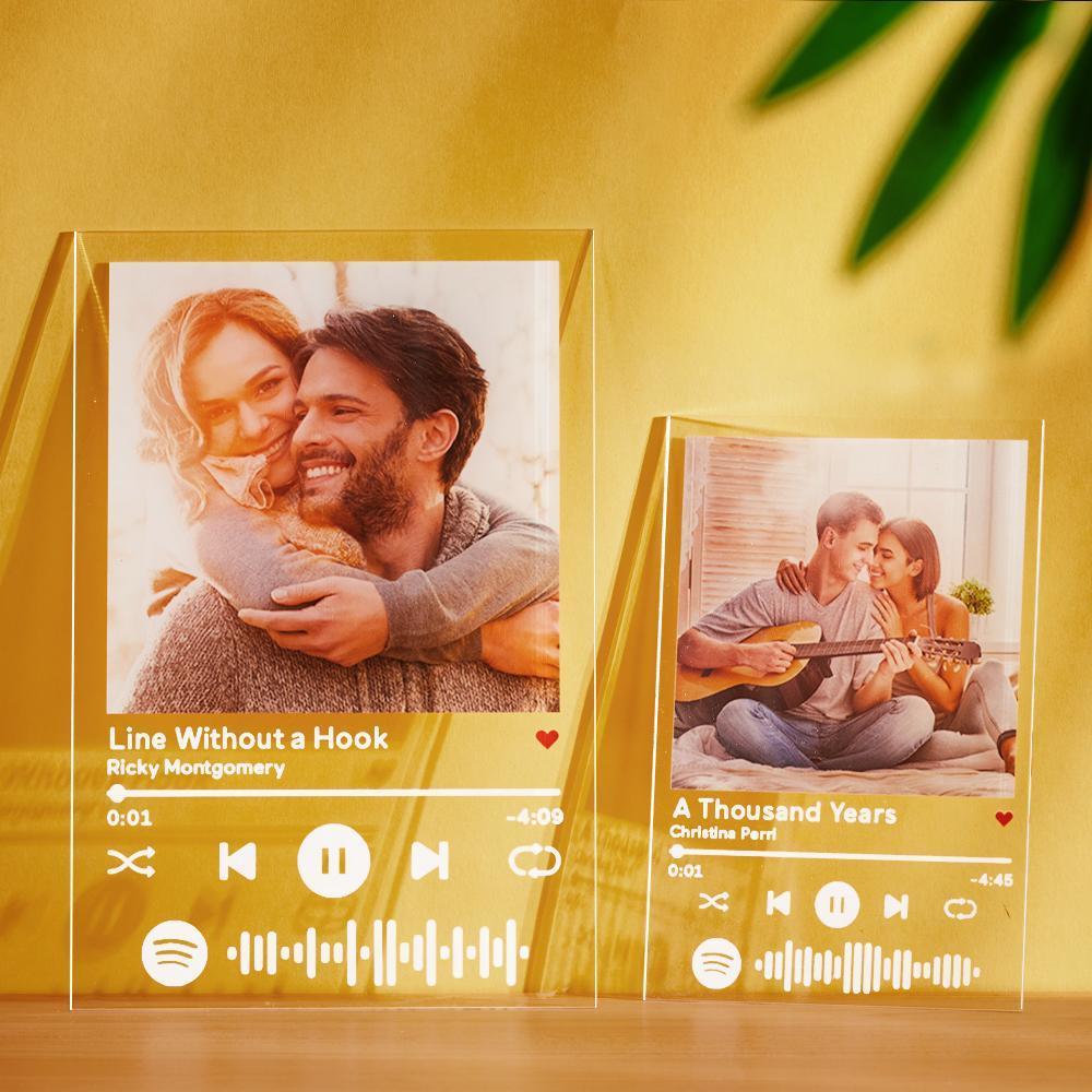 Plaque de chanson Spotify personnalisée personnalisée avec support en bois,  cadeau de couple, cadeau pour elle, cadeau pour lui, chanson Spotify